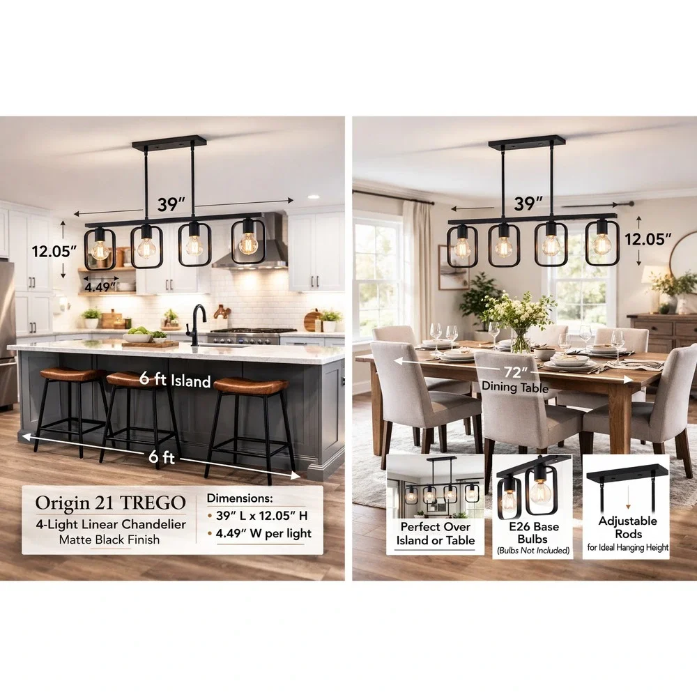 Origin 21 TREGO ELW70200L2-MB 4-Light Linear Chandelier 39